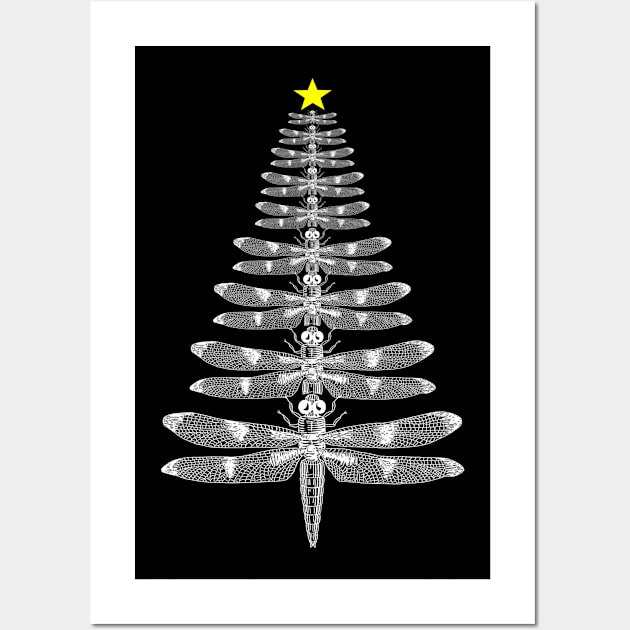 Dragonfly Christmas Tree Wall Art by LittleBoxOfLyrics